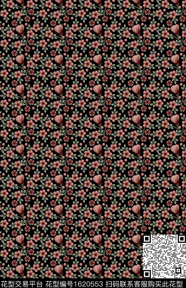满版散花小碎花手绘花卉传统印花花型下载（图片编号: 1620553） - 瓦栏（Walan）