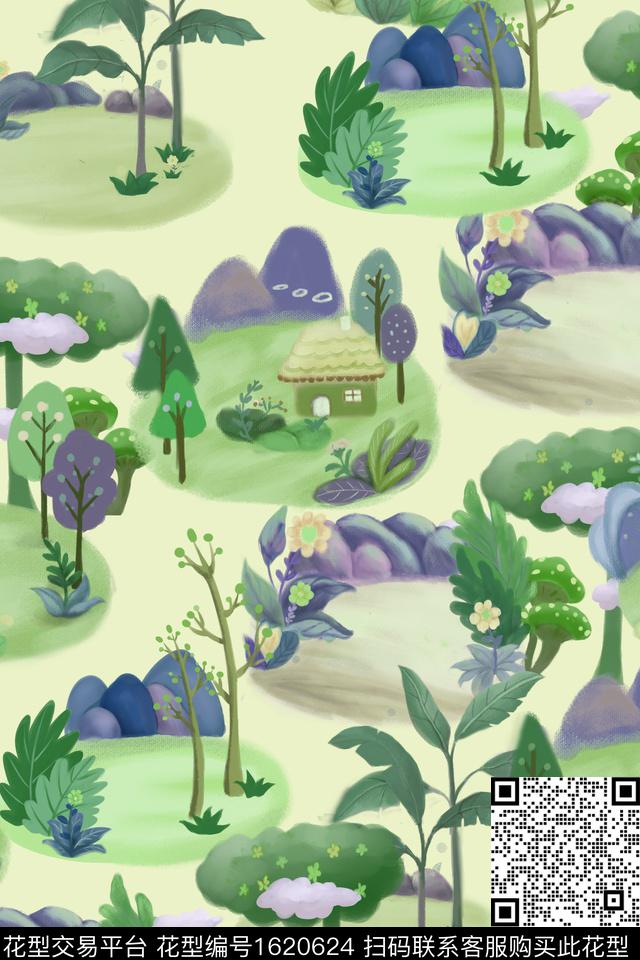 小碎花水彩花卉卡通数码印花花型下载（图片编号: 1620624） - 瓦栏（Walan）