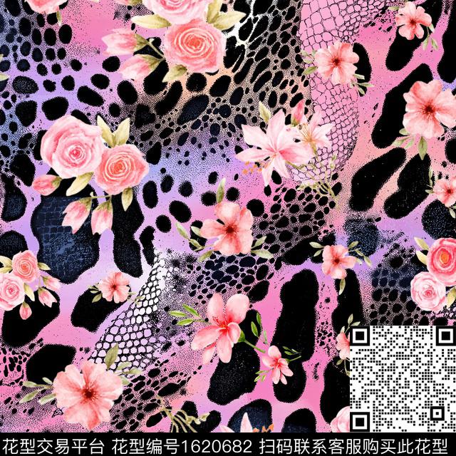 抽象豹纹动物纹数码印花花型下载（图片编号: 1620682） - 瓦栏（Walan）