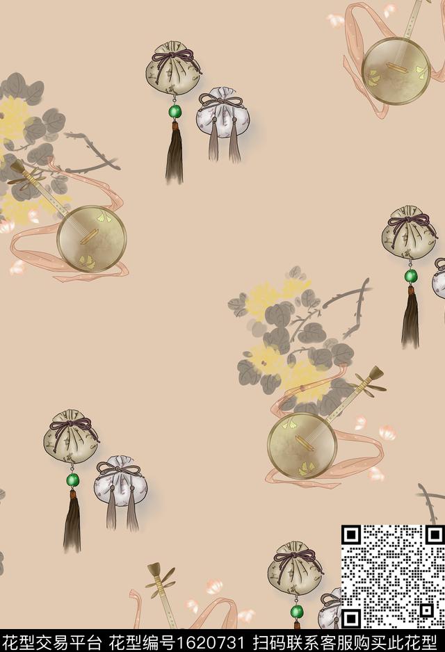 中国风花卉香囊数码印花花型下载（图片编号: 1620731） - 瓦栏（Walan）