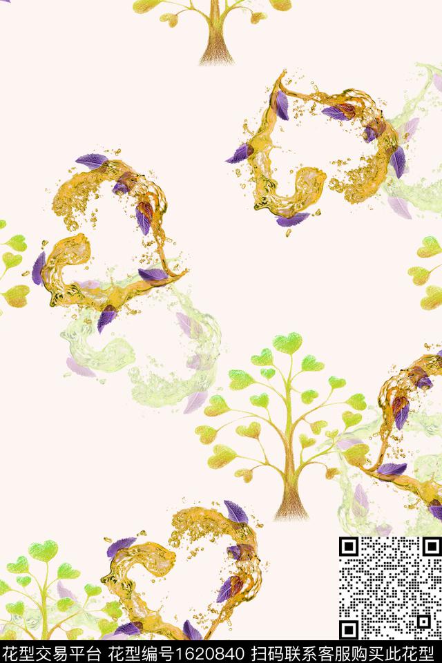 爱心休闲树林数码印花花型下载（图片编号: 1620840） - 瓦栏（Walan）