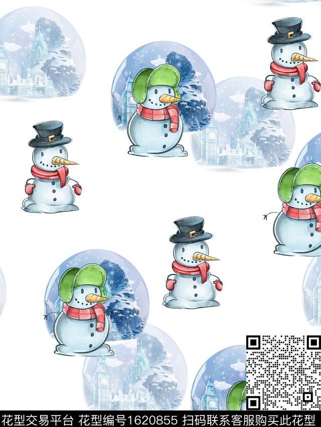 卡通人物雪人雪景数码印花花型下载（图片编号: 1620855） - 瓦栏（Walan）