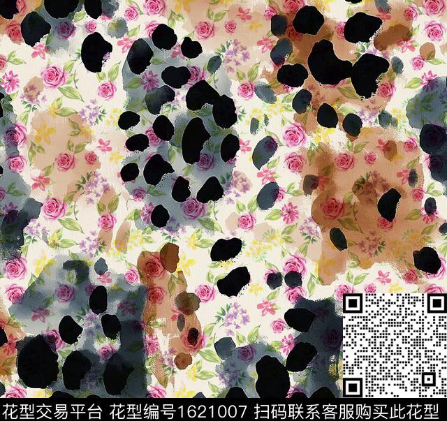 抽象小碎花数码印花花型下载（图片编号: 1621007） - 瓦栏（Walan）