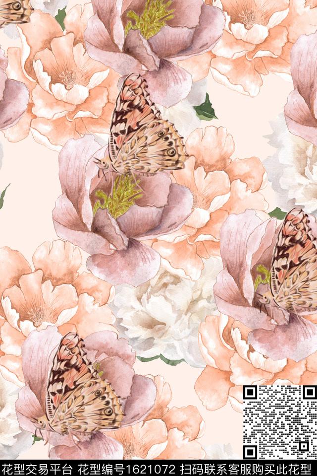 花卉水彩花卉大花数码印花花型下载（图片编号: 1621072） - 瓦栏（Walan）