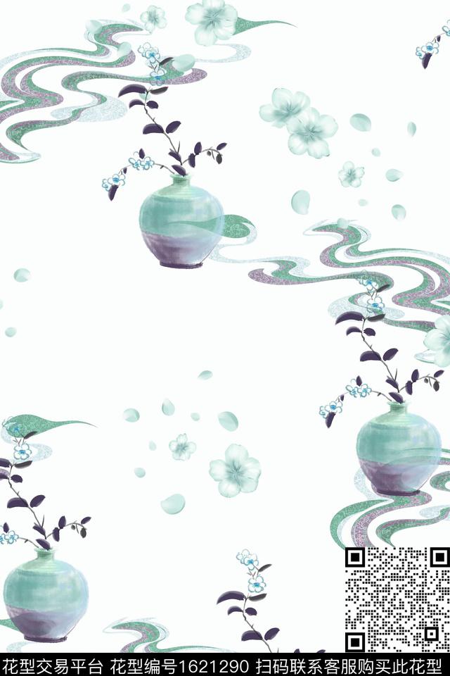 小清新小碎花祥云数码印花花型下载（图片编号: 1621290） - 瓦栏（Walan）