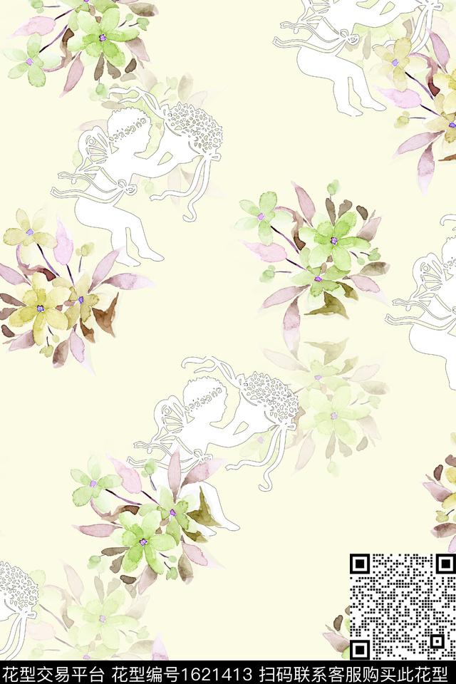 小清新剪影小碎花数码印花花型下载（图片编号: 1621413） - 瓦栏（Walan）