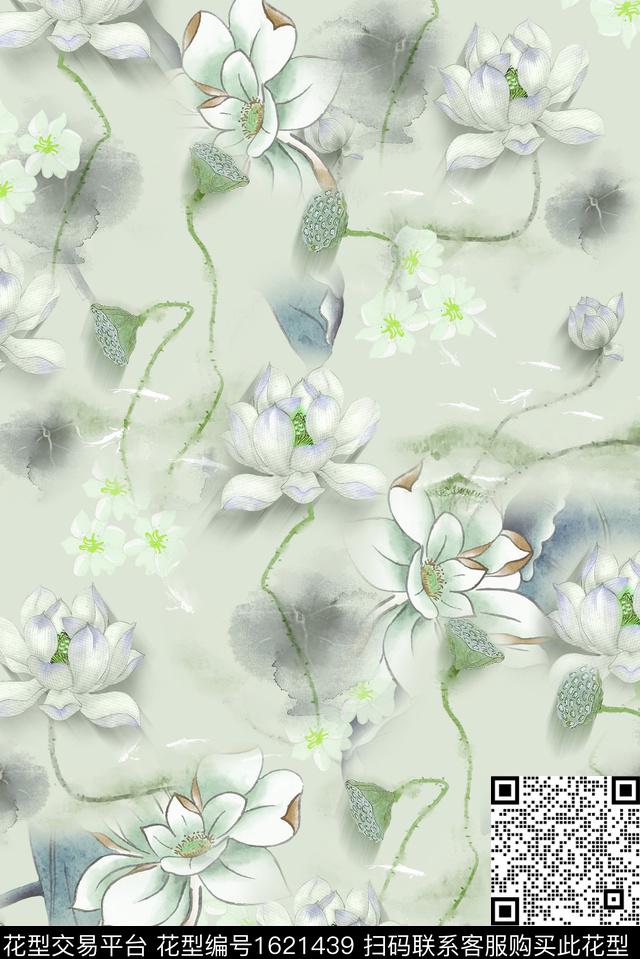 小清新小碎花水彩花卉数码印花花型下载（图片编号: 1621439） - 瓦栏（Walan）