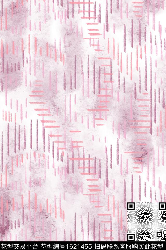 线条笔触抽象数码印花花型下载（图片编号: 1621455） - 瓦栏（Walan）