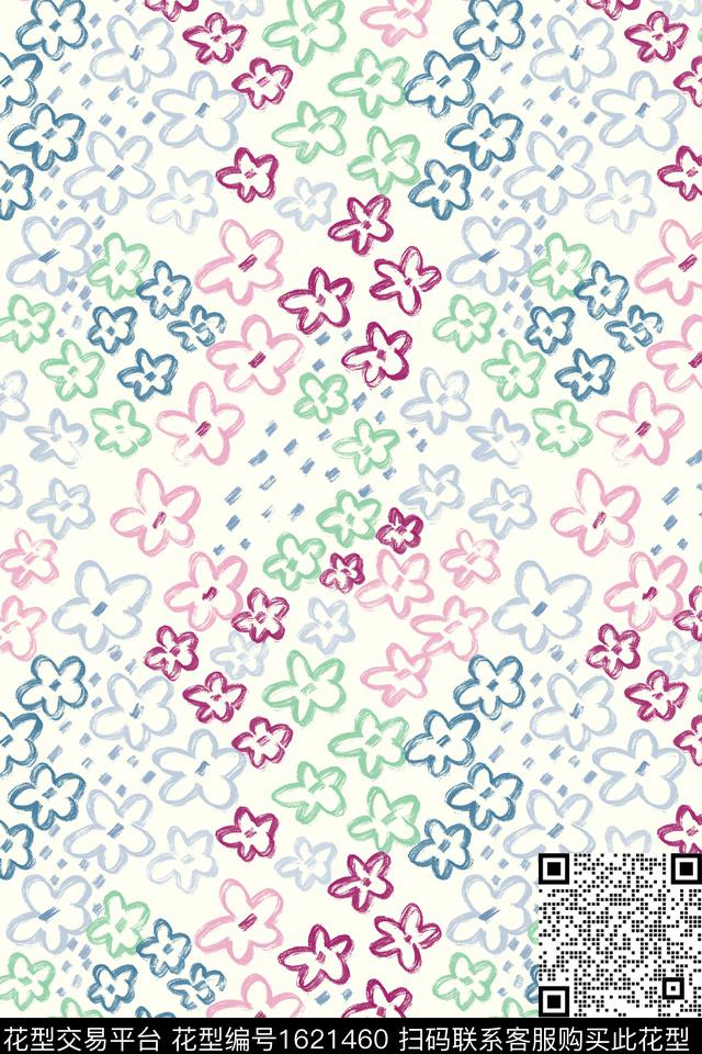 小清新花卉小碎花数码印花花型下载（图片编号: 1621460） - 瓦栏（Walan）