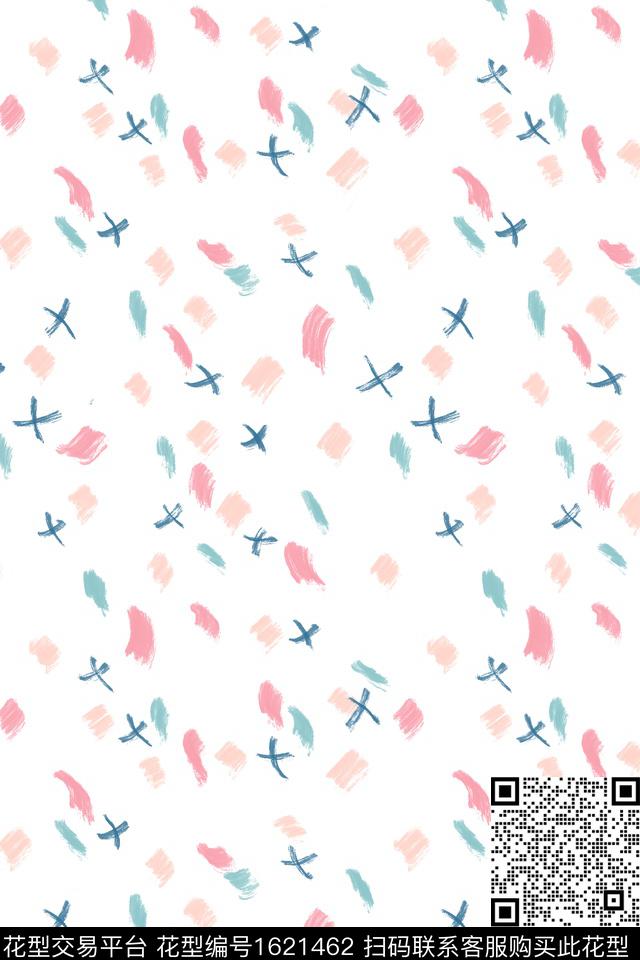 小清新笔触趣味数码印花花型下载（图片编号: 1621462） - 瓦栏（Walan）