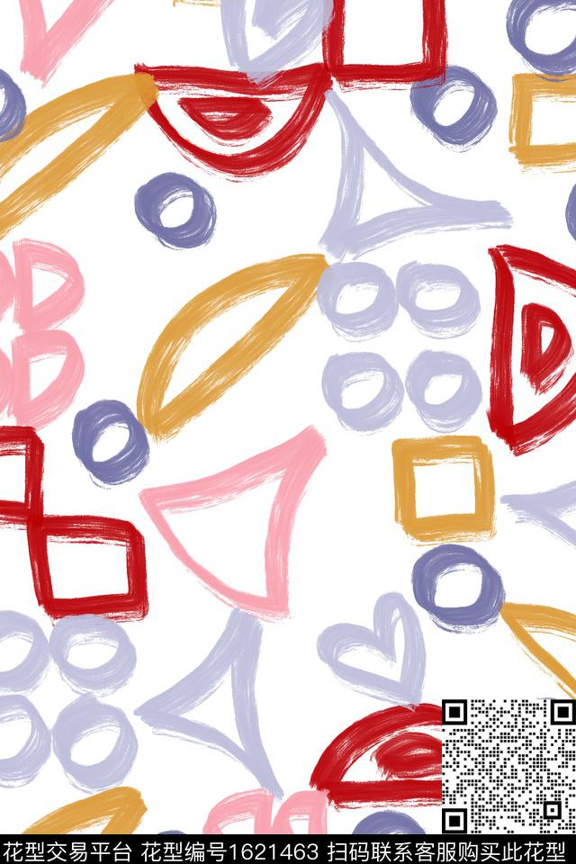 简约几何趣味数码印花花型下载（图片编号: 1621463） - 瓦栏（Walan）