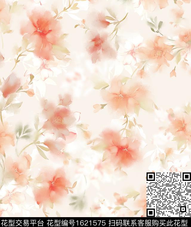 花卉春夏花型水彩花卉数码印花花型下载（图片编号: 1621575） - 瓦栏（Walan）