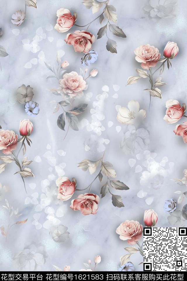 花卉影花绿植树叶数码印花花型下载（图片编号: 1621583） - 瓦栏（Walan）