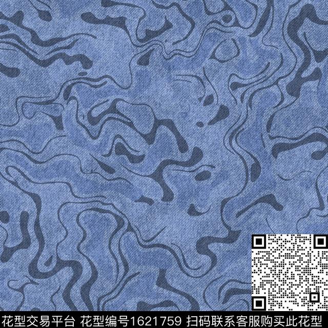 布纹抽象牛仔纹理数码印花花型下载（图片编号: 1621759） - 瓦栏（Walan）