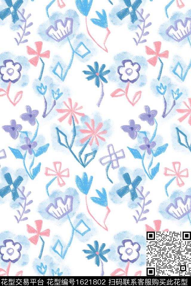 小清新花卉小碎花数码印花花型下载（图片编号: 1621802） - 瓦栏（Walan）