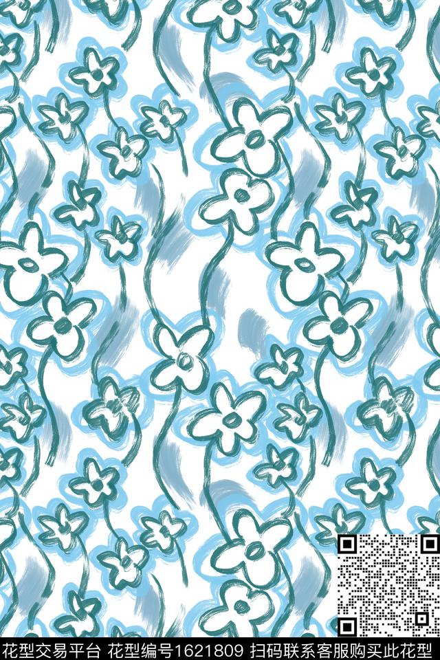 小清新花卉小碎花数码印花花型下载（图片编号: 1621809） - 瓦栏（Walan）