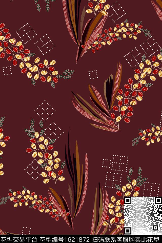植物花卉中老年数码印花花型下载（图片编号: 1621872） - 瓦栏（Walan）