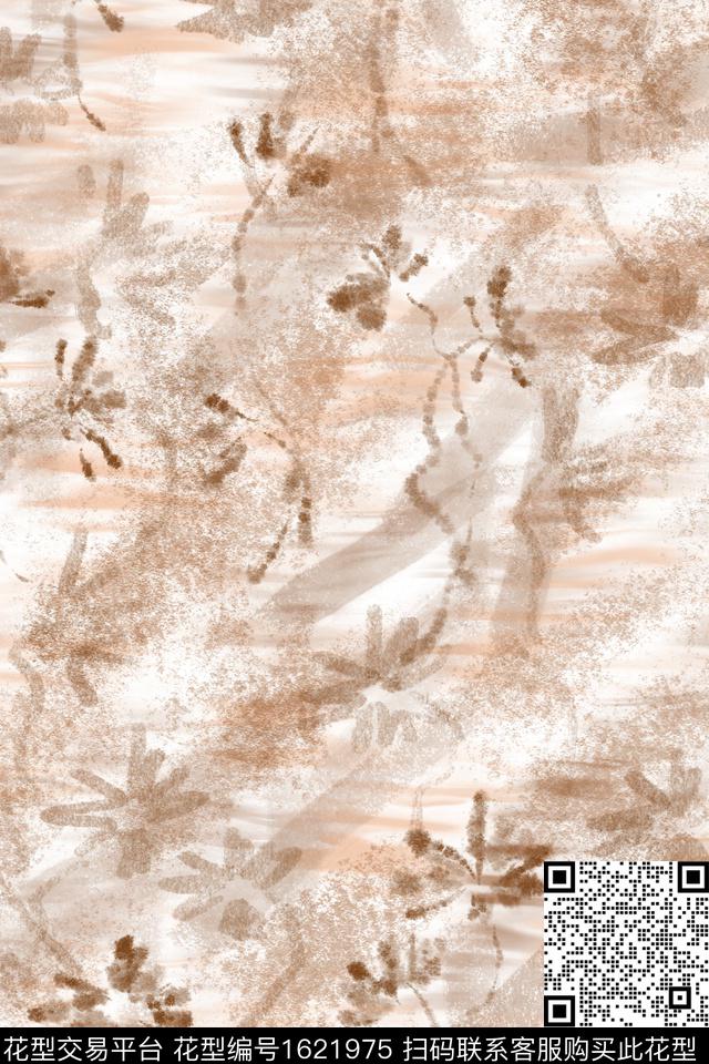 侘寂花卉肌理数码印花花型下载（图片编号: 1621975） - 瓦栏（Walan）