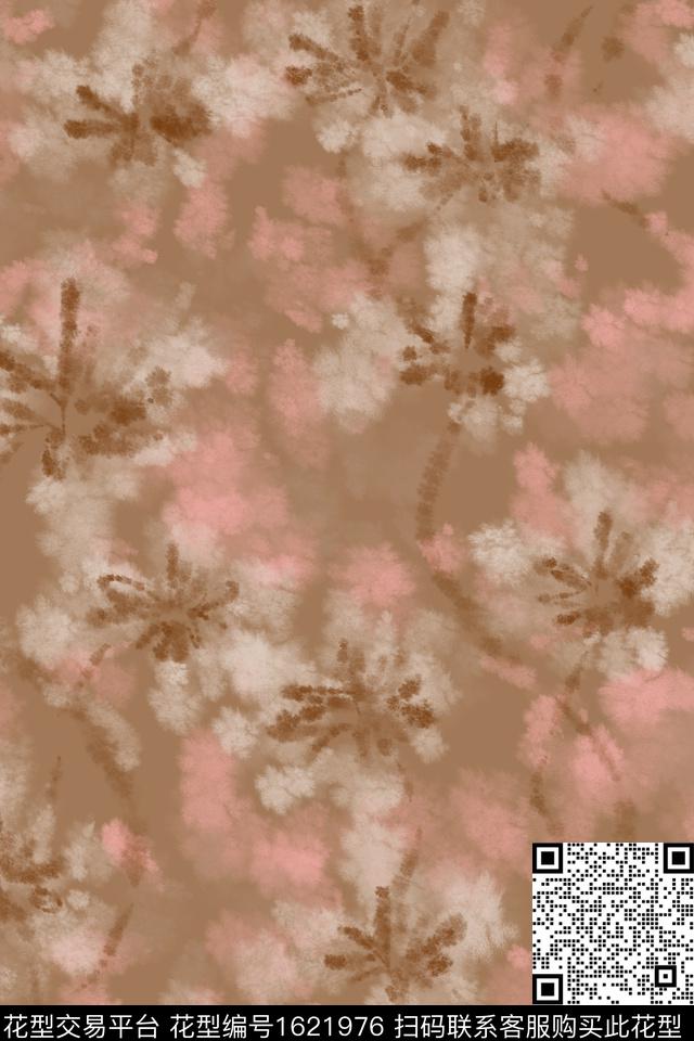 侘寂花卉水彩数码印花花型下载（图片编号: 1621976） - 瓦栏（Walan）