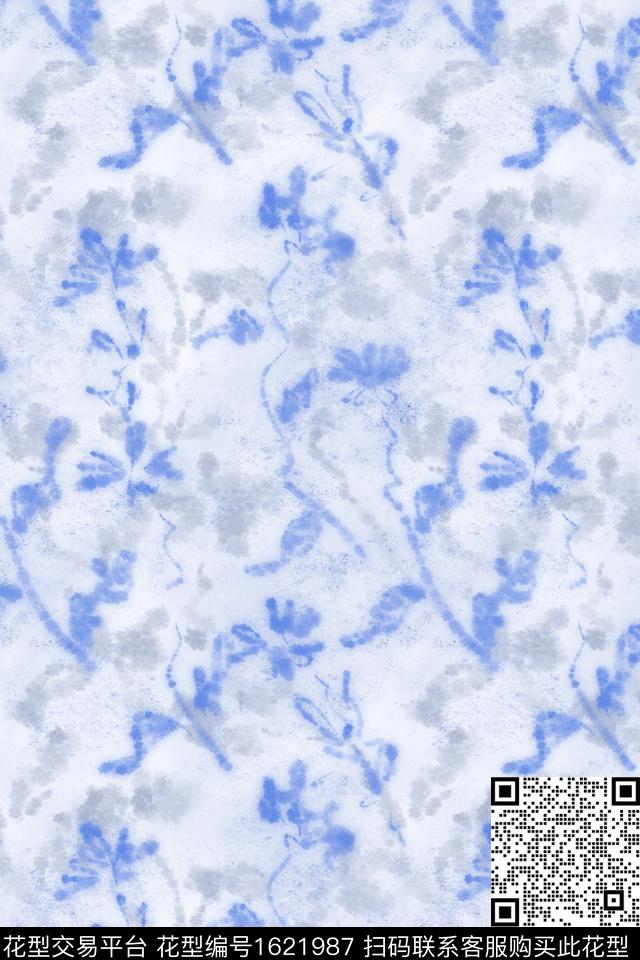 花卉小碎花朦胧花卉数码印花花型下载（图片编号: 1621987） - 瓦栏（Walan）