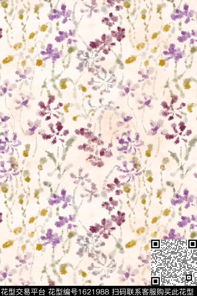 小清新花卉小碎花数码印花花型下载（图片编号: 1621988） - 瓦栏（Walan）