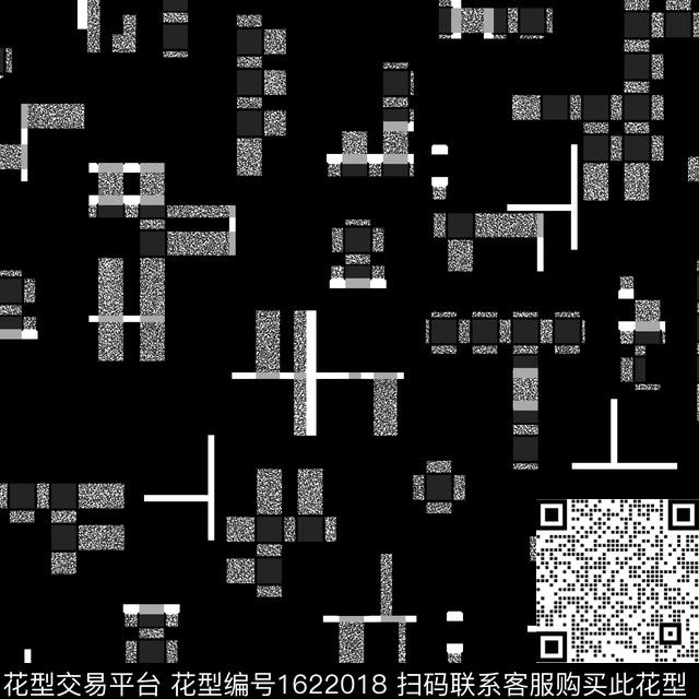 雪花纹混合拼接线条数码印花花型下载（图片编号: 1622018） - 瓦栏（Walan）
