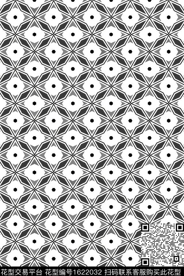 混合拼接波点男装传统印花花型下载（图片编号: 1622032） - 瓦栏（Walan）
