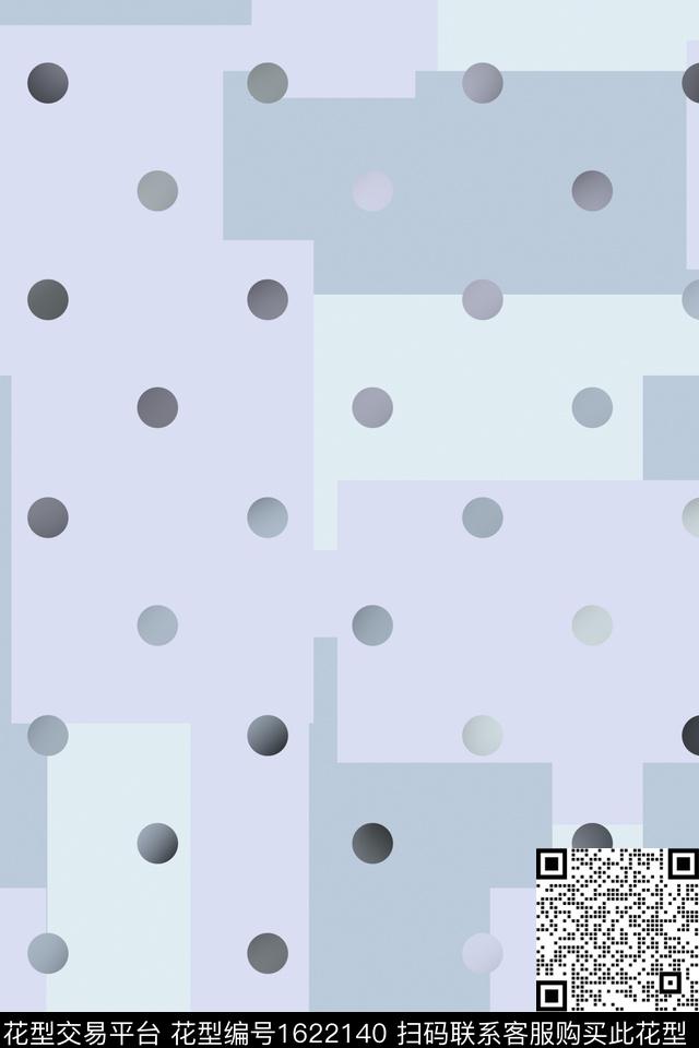 小清新波点混合拼接数码印花花型下载（图片编号: 1622140） - 瓦栏（Walan）