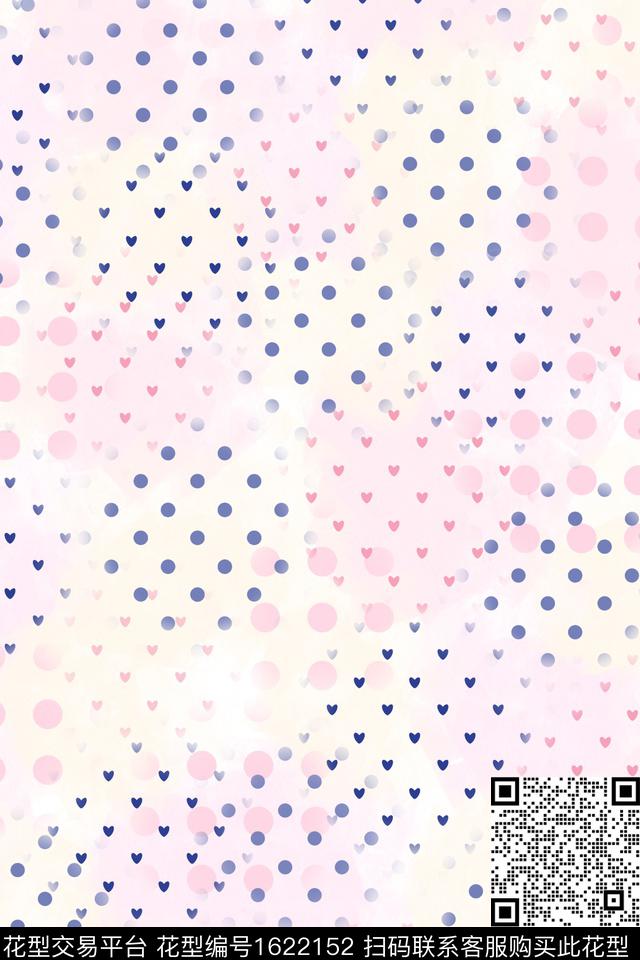 小清新爱心波点数码印花花型下载（图片编号: 1622152） - 瓦栏（Walan）
