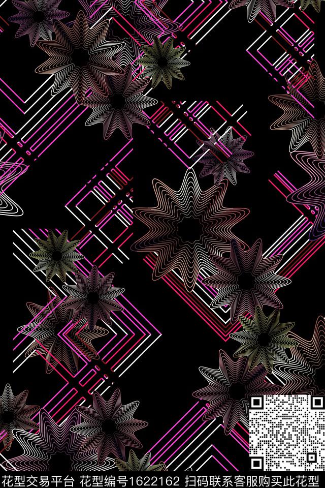线条中老年绿植树叶数码印花花型下载（图片编号: 1622162） - 瓦栏（Walan）