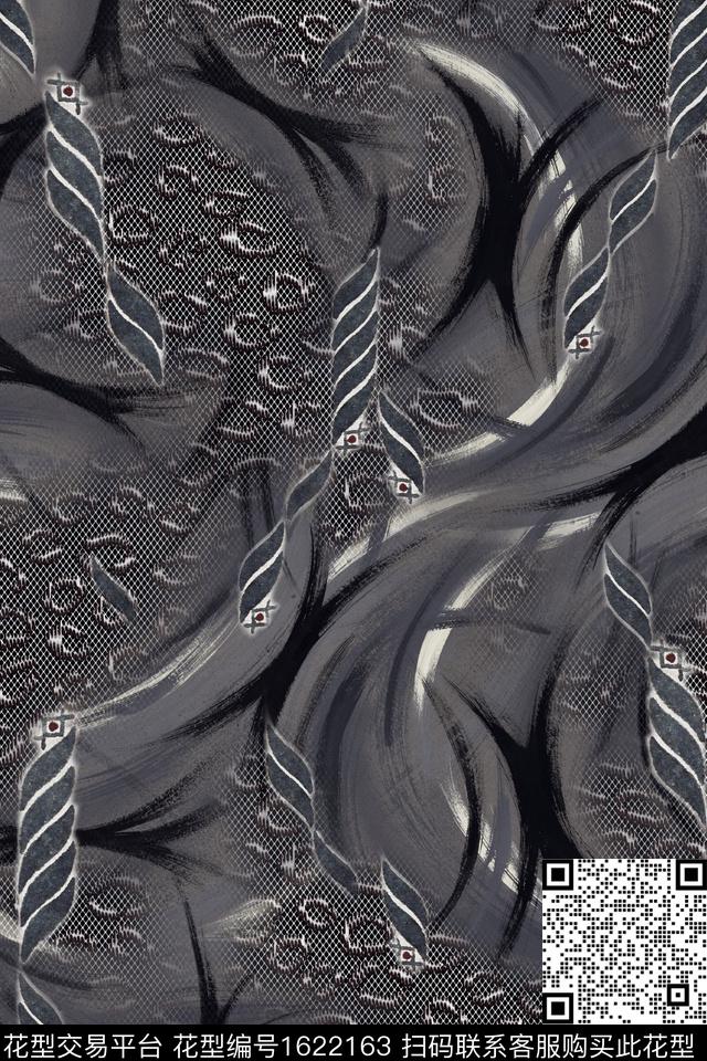 笔触中老年抽象数码印花花型下载（图片编号: 1622163） - 瓦栏（Walan）