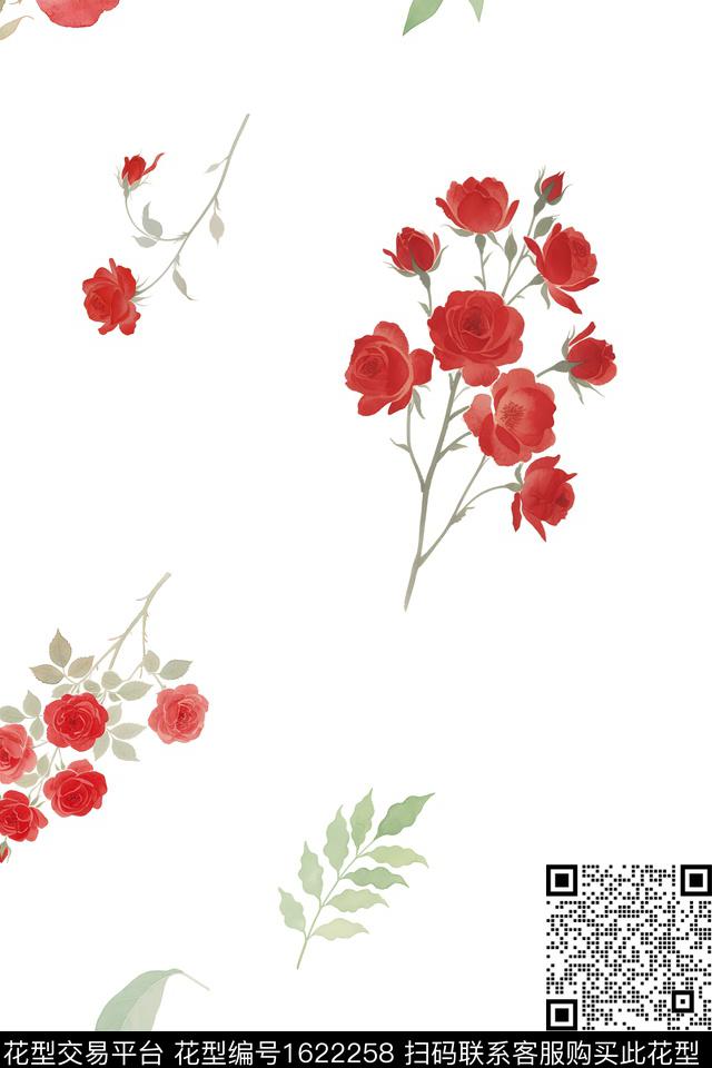小清新清爽底花卉春夏花型数码印花花型下载（图片编号: 1622258） - 瓦栏（Walan）