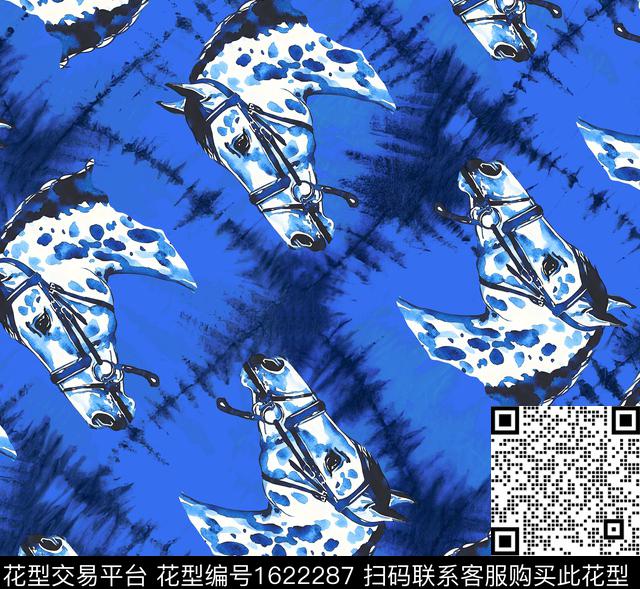 扎染花型水彩马数码印花花型下载（图片编号: 1622287） - 瓦栏（Walan）