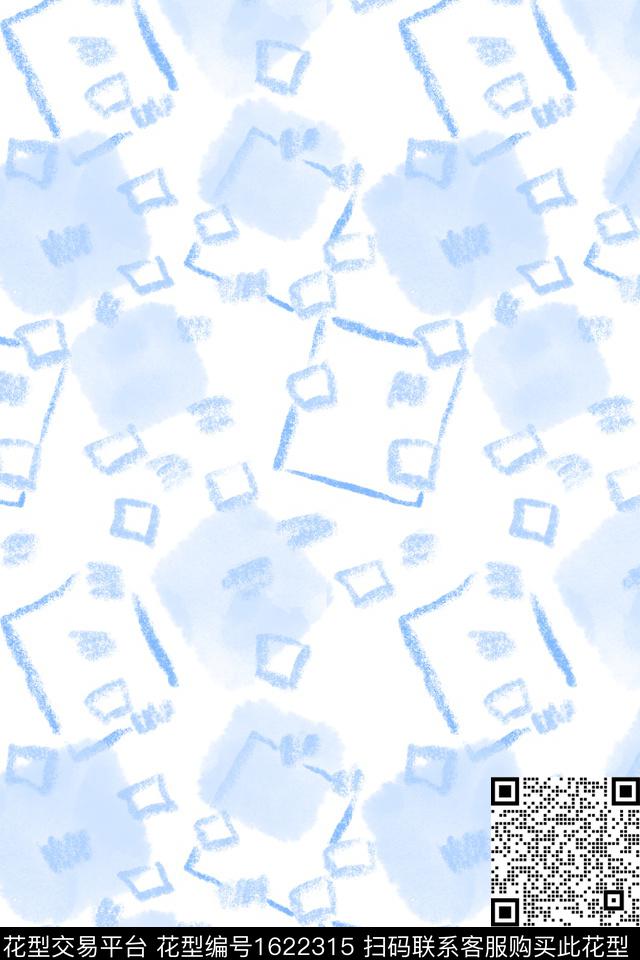 小清新水彩笔触数码印花花型下载（图片编号: 1622315） - 瓦栏（Walan）
