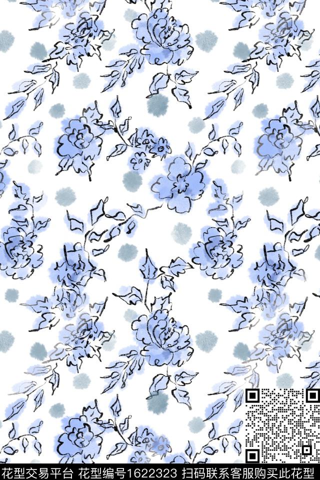 小清新小碎花波点数码印花花型下载（图片编号: 1622323） - 瓦栏（Walan）