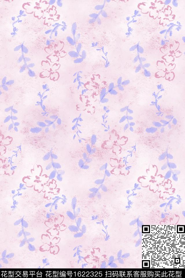 小清新花卉水彩数码印花花型下载（图片编号: 1622325） - 瓦栏（Walan）