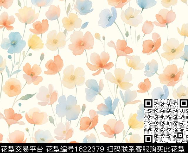 花卉水彩花卉小碎花数码印花花型下载（图片编号: 1622379） - 瓦栏（Walan）