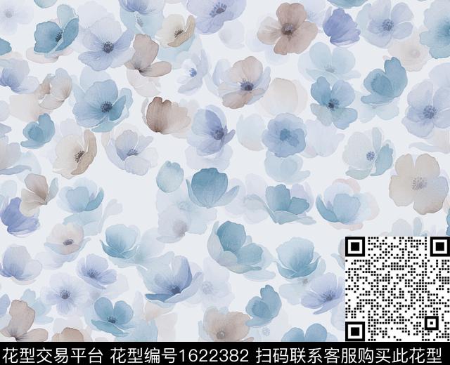 花卉水彩花卉小碎花数码印花花型下载（图片编号: 1622382） - 瓦栏（Walan）