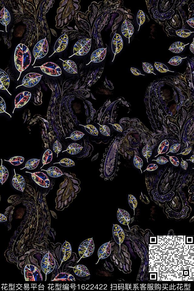 民族风中老年佩斯利数码印花花型下载（图片编号: 1622422） - 瓦栏（Walan）