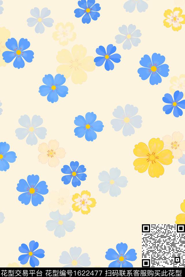 清爽底花卉花卉小碎花数码印花花型下载（图片编号: 1622477） - 瓦栏（Walan）