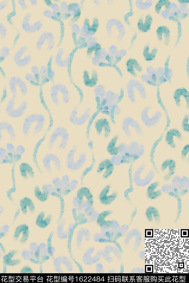 花卉肌理水彩数码印花花型下载（图片编号: 1622484） - 瓦栏（Walan）