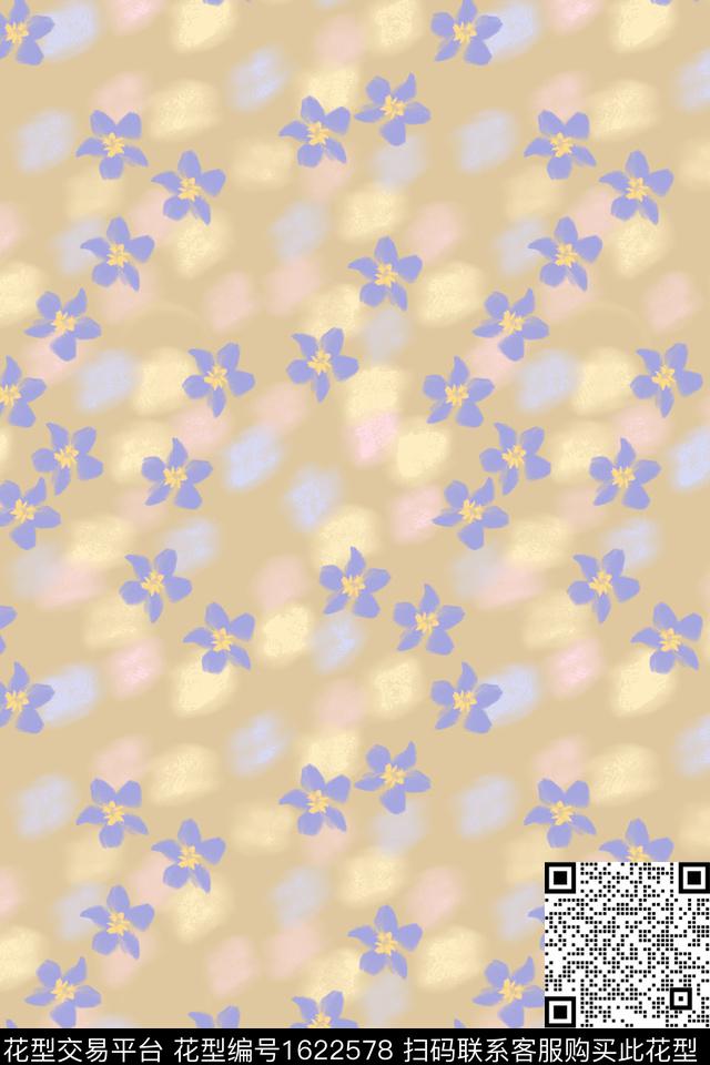 点彩小碎花笔触数码印花花型下载（图片编号: 1622578） - 瓦栏（Walan）