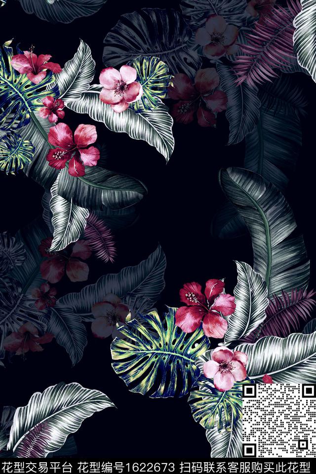 影花热带花型花卉数码印花花型下载（图片编号: 1622673） - 瓦栏（Walan）
