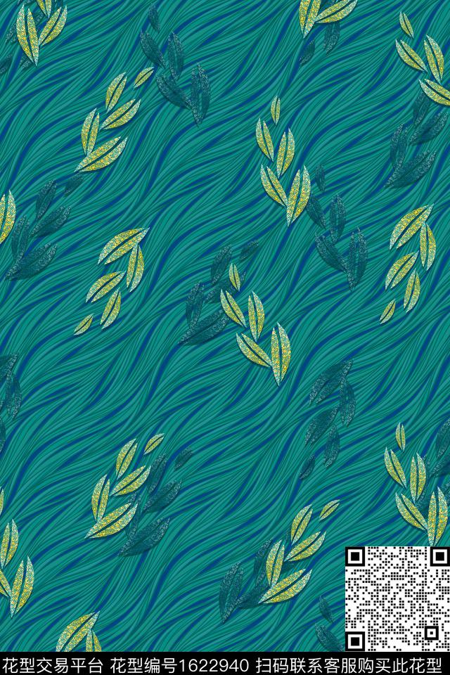 雕印花型绿植树叶中老年数码印花花型下载（图片编号: 1622940） - 瓦栏（Walan）