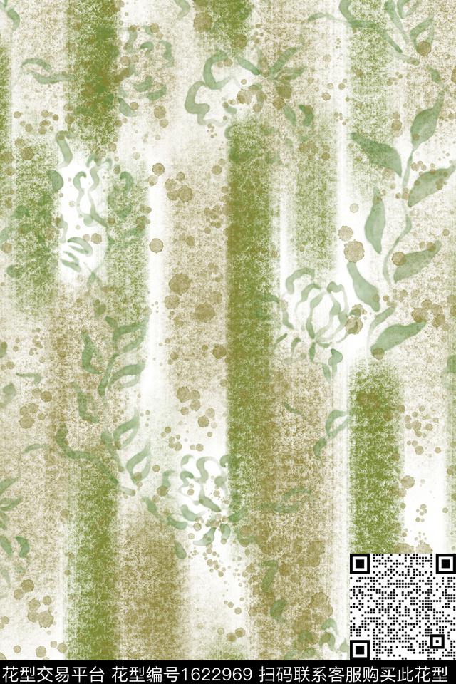 肌理绿植树叶朦胧花卉数码印花花型下载（图片编号: 1622969） - 瓦栏（Walan）