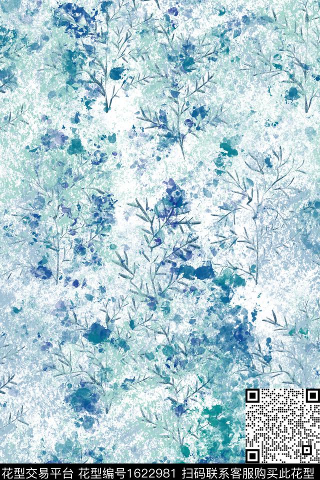 小清新肌理绿植树叶数码印花花型下载（图片编号: 1622981） - 瓦栏（Walan）