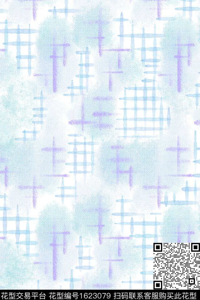 小清新水彩笔触数码印花花型下载（图片编号: 1623079） - 瓦栏（Walan）