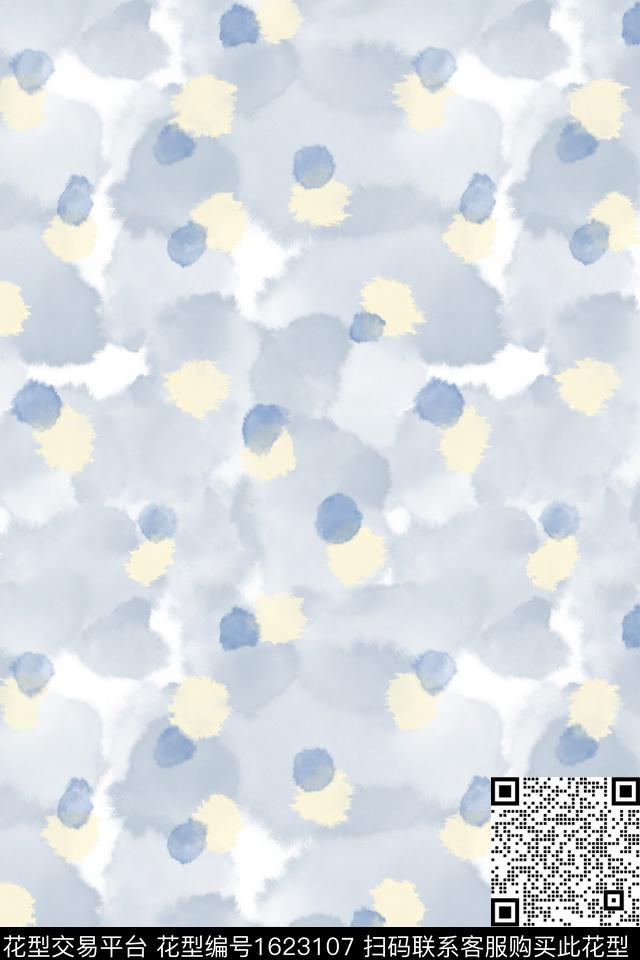 小清新水彩笔触数码印花花型下载（图片编号: 1623107） - 瓦栏（Walan）