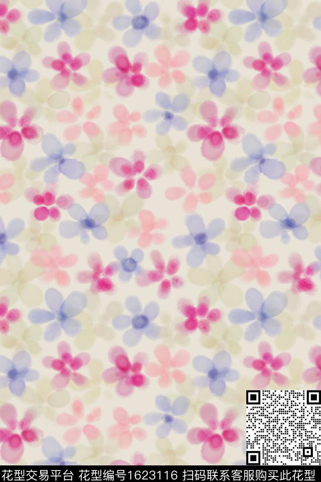 花卉小碎花水彩数码印花花型下载（图片编号: 1623116） - 瓦栏（Walan）