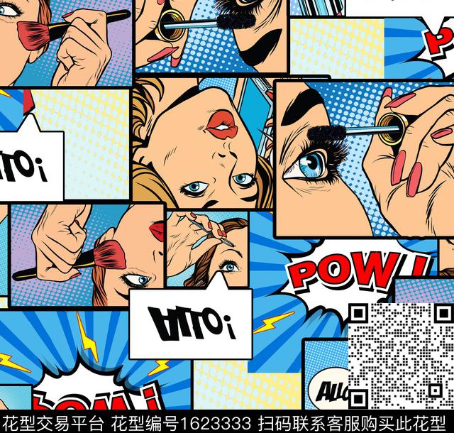 趣味波普艺术漫画风格数码印花花型下载（图片编号: 1623333） - 瓦栏（Walan）